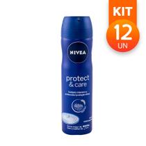 Desodorante Aerosol Nivea Protect & Care Proteção 48H Antitranspirante Suave 150ml (Kit com 12)