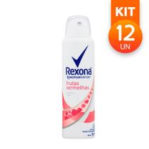 Desodorante Aerosol Rexona Feminino Frutas Vermelhas 48h Antitranspirante Sem Álcool 90g (Kit c/ 12)