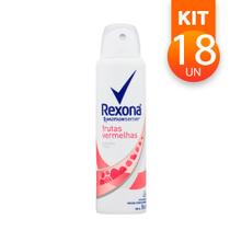 Desodorante Aerosol Rexona Feminino Frutas Vermelhas 48h Antitranspirante Sem Álcool 90g (Kit c/ 18)