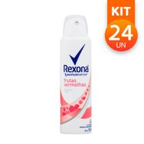 Desodorante Aerosol Rexona Feminino Frutas Vermelhas 48h Antitranspirante Sem Álcool 90g (Kit c/ 24)