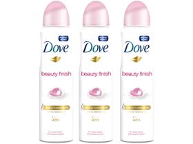 Desodorante Aerossol Antitranspirante Feminino - Dove Beauty Finish 150ml 3 Unidades