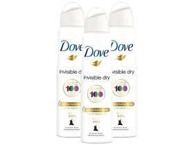 Desodorante Aerossol Antitranspirante Feminino - Dove Invisible Dry 150ml 3 Unidades