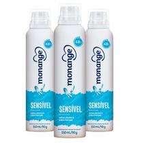 Desodorante Antitranspirante Aerosol Monange Sensível Sem Álcool 48h de Proteção 150ml (Kit com 3)