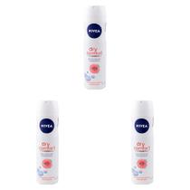 Desodorante Antitranspirante Aerosol Nivea Dry Comfort Plus Proteção Extra 48H 150ml (Kit com 3)