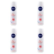 Desodorante Antitranspirante Aerosol Nivea Dry Comfort Plus Proteção Extra 48H 150ml (Kit com 4)