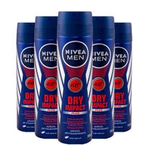 Desodorante Antitranspirante Aerosol Nivea Masculino Dry Impact Plus Complex 48h 150ml (Kit com 5)