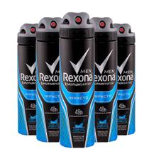 Desodorante Antitranspirante Aerosol Rexona Masculino Impacto Perfume Marcante 48H 90g (Kit com 5)