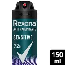 Desodorante Antitranspirante Aerosol Rexona Masculino Sensitive 72h 150ml