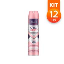 Desodorante Antitranspirante Aerossol Above Sport Energy Feminino 48h 150ml/90g (Kit c/ 12 Unidades)