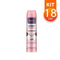 Desodorante Antitranspirante Aerossol Above Sport Energy Feminino 48h 150ml/90g (Kit c/ 18 Unidades)