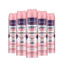Desodorante Antitranspirante Aerossol Above Sport Energy Feminino 48h 150ml/90g (Kit com 5 Unidades)