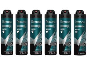 Desodorante Antitranspirante Aerossol Masculino - Rexona Invisible 6 Unidades 150ml Cada