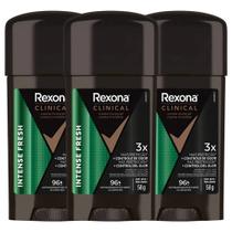 Desodorante Antitranspirante Rexona Clinical Creme Intense Fresh 96h com 58g Kit C/3 Unds