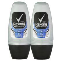 Desodorante Antitranspirante Rexona Men Active Roll-on com 50ml Kit com duas unidades