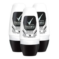 Desodorante Antitranspirante Rexona Men Invisible Roll-on 50ml Kit com três unidades