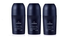 Desodorante Antitranspirante Roll-On Natura Homem Clássico kit 3