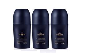 Desodorante Antitranspirante Roll-On Natura Homem Dom kit 3