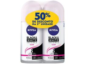 Desodorante Antitranspirante Roll On Nivea - Black & White Invisible Clear Feminimo 50ml Desodorante Antitranspirante Roll On Nivea - Black & White Invisible Clear Feminimo 50ml