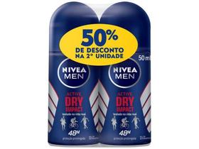 Desodorante Antitranspirante Roll On Nivea - Men Active Dry Impact Masculino 50ml 2 Unidades