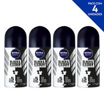 Desodorante Antitranspirante Roll On NIVEA Men Invisible for Black & White 50ml - 4 unidades