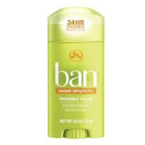 Desodorante corporal Ban Invisible Solid Sweet Simplicity 2 unidades de 74 g Desodorante corporal Ban Invisible Solid Sweet Simplicity 2 unidades de 74 g
