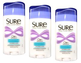 Desodorante corporal Sure Invisible Solid Unperfumed 75 mL (pacote com 3)