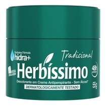Desodorante Creme Herbíssimo Tradicional 55g Proteção 48h Sem Álcool Com Hidratação e Fragrância Suave