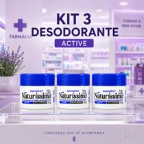 Desodorante Creme Naturíssimo Active Bio Instinto Hipoalergênico Kit com 3 Potes de 55g Desodorante Creme Naturíssimo Active Bio Instinto Hipoalergênico Kit com 3 Potes de 55g
