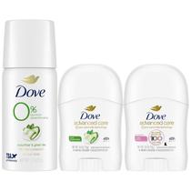 Desodorante de viagem Dove para mulheres, pacote com 3 variedades Advanced Care Invisible, Cool Essentials Mini, spray de pepino e chá verde