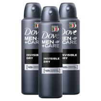 Desodorante Dove Men + Care Invisible Dry Aerosol Antitranspirante 89g Kit com três unidades