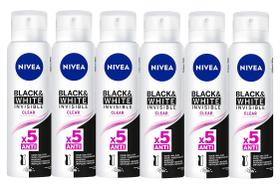 Desodorante Invisible Black & White Clear Nivea Feminino 150ml - 6 Unidades