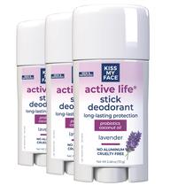 Desodorante Kiss My Face Active Life 72h Odor Control, pacote com 3 Desodorante Kiss My Face Active Life 72h Odor Control, pacote com 3
