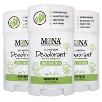 Desodorante MONA All Natural para crianças, 50 ml, pacote com 3 unidades, HONEYDEW