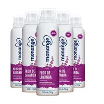 Desodorante Monange Antitranspirante Aerosol Flor de Lavanda Sem Álcool Ação 48H 150ml (Kit com 5)