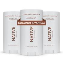 Desodorante nativo de coco e baunilha, sem alumínio, pacote com 3