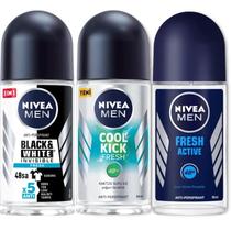 Desodorante NIVEA Cool Kick Fresh Preto e Branco Fresh Men 50mL x3