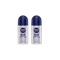 Desodorante NIVEA Men Silver Protect Roll-On 50 ml, kit com 2 unidades