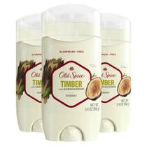 Desodorante Old Spice Timber com sândalo 24 horas por dia, 7 dias por semana, odor 90mL x3