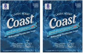 Desodorante refrescante Soap Bar Coast, 8 barras, perfume clássico