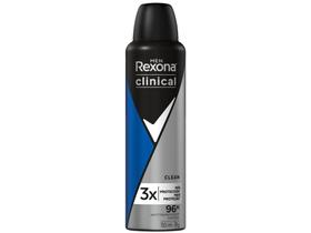 Desodorante Rexona Clinical Clean Aerossol - Antitranspirante Masculino 150ml Desodorante Rexona Clinical Clean Aerossol - Antitranspirante Masculino 150ml