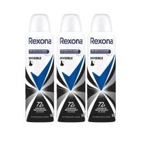 Desodorante Rexona Invisible Aerosol Antitranspirante 48h 150ml Kit com três unidades