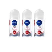 Desodorante Roll-On Nivea 50Ml Fem Dry Comfort - -Kit 3Un Desodorante Roll-On Nivea 50Ml Fem Dry Comfort - -Kit 3Un