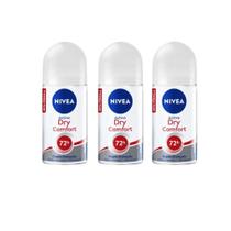 Desodorante Roll-on Nivea 50ml Fem Dry Comfort - -Kit C/ 3un