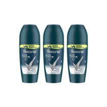 Desodorante Roll-On Rexona 50Ml Masc Sem Perfume - Kit 3Un