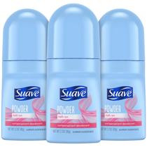 Desodorante Roll-On Suave Powder Fresh Scent para mulheres, pacote com 3 unidades