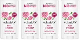 Desodorante Schmidt's Rose Vanilla Vegano 75 g, pacote com 4 Desodorante Schmidt's Rose Vanilla Vegano 75 g, pacote com 4