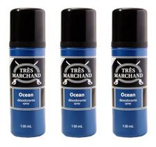 Desodorante Spray Tres Marchand Ocean 100ml Kit C/ 3 unid.