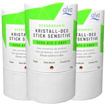 Desodorante Stick Kristall Sensitivo Vegano Biodegradável 120g Kit com 3
