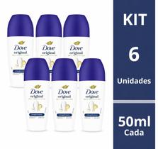 Desodorantes Dove Original Roll On 50ml Antitranspirante kit 6 unidades
