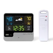 Despertador AcuRite 01129M com carregador USB e estação meteorológica Despertador AcuRite 01129M com carregador USB e estação meteorológica
